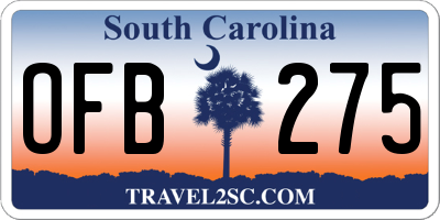 SC license plate OFB275
