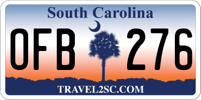 SC license plate OFB276