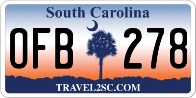 SC license plate OFB278
