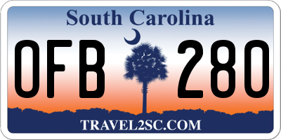 SC license plate OFB280