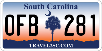SC license plate OFB281