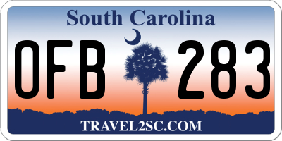 SC license plate OFB283