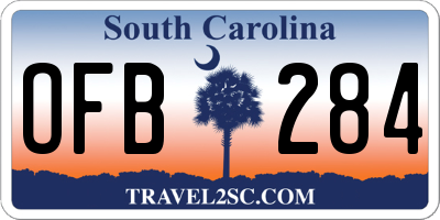 SC license plate OFB284