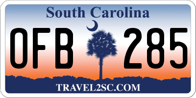 SC license plate OFB285