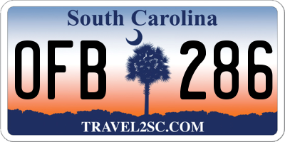 SC license plate OFB286