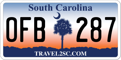 SC license plate OFB287