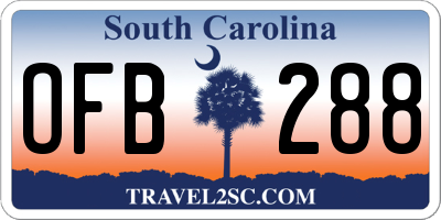 SC license plate OFB288