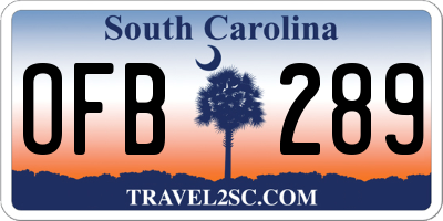 SC license plate OFB289