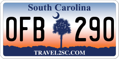 SC license plate OFB290