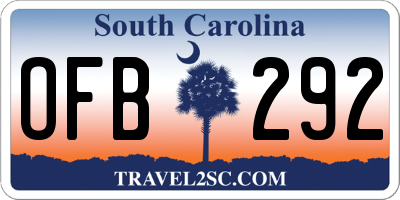 SC license plate OFB292