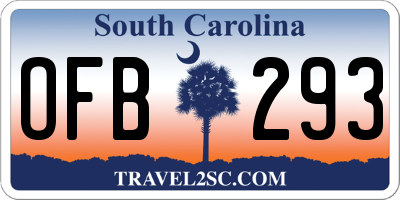 SC license plate OFB293