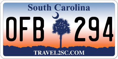 SC license plate OFB294