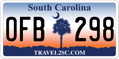 SC license plate OFB298
