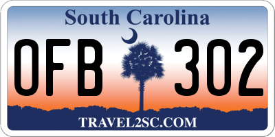 SC license plate OFB302