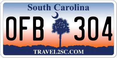 SC license plate OFB304