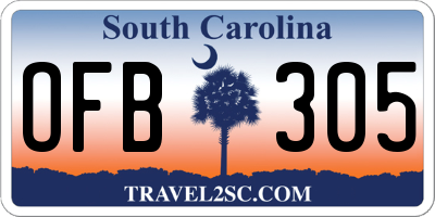 SC license plate OFB305