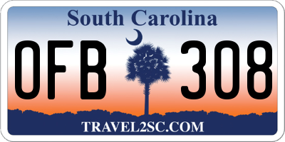 SC license plate OFB308