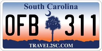 SC license plate OFB311