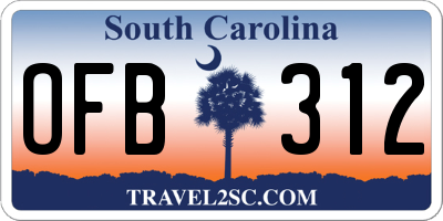 SC license plate OFB312