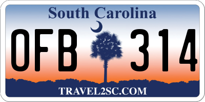 SC license plate OFB314