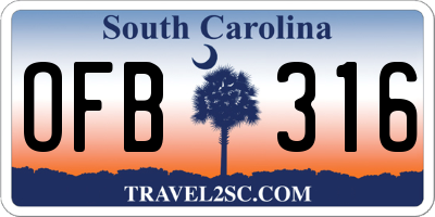 SC license plate OFB316