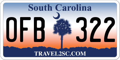 SC license plate OFB322