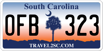 SC license plate OFB323