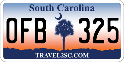 SC license plate OFB325