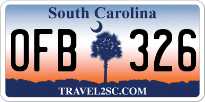 SC license plate OFB326