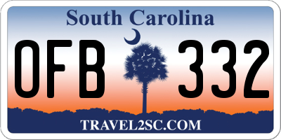 SC license plate OFB332
