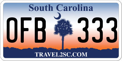 SC license plate OFB333