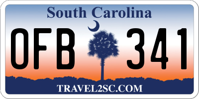 SC license plate OFB341