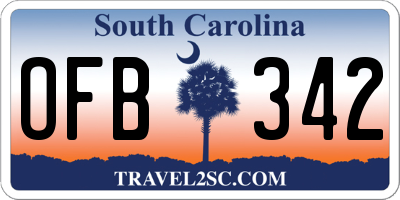 SC license plate OFB342
