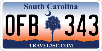 SC license plate OFB343