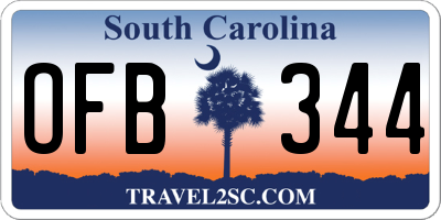 SC license plate OFB344