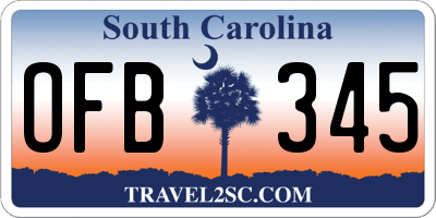 SC license plate OFB345