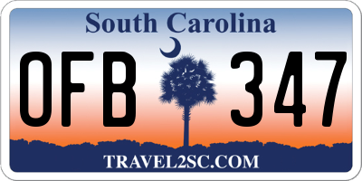 SC license plate OFB347