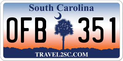 SC license plate OFB351
