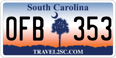 SC license plate OFB353