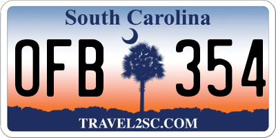 SC license plate OFB354