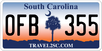 SC license plate OFB355