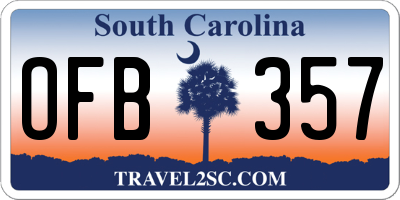 SC license plate OFB357