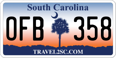 SC license plate OFB358