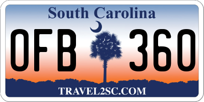 SC license plate OFB360