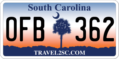 SC license plate OFB362
