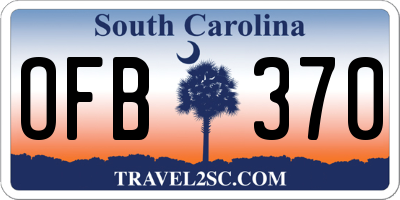 SC license plate OFB370