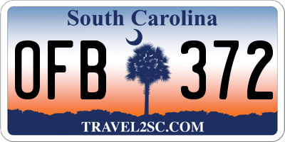 SC license plate OFB372