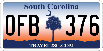 SC license plate OFB376