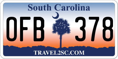 SC license plate OFB378