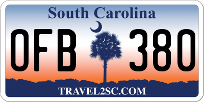 SC license plate OFB380